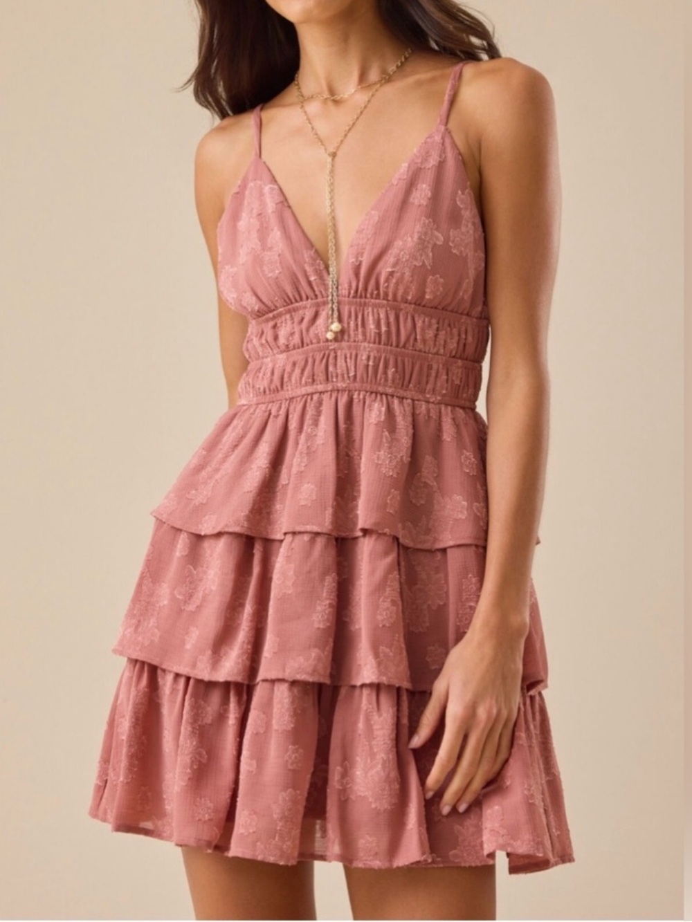 Altar’d State XL Dark Mauve Tiered Mini Dress NWT